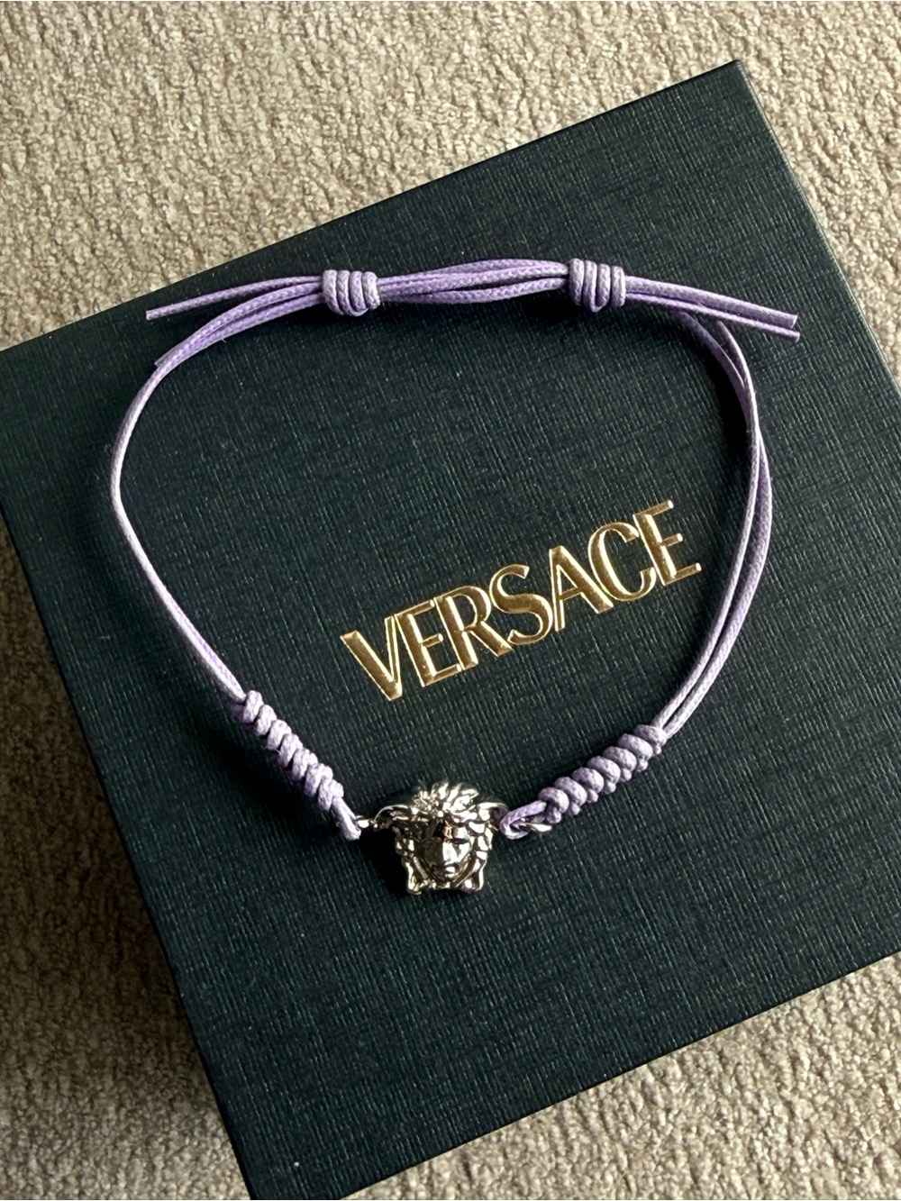 Versace Women’s Lavender Cord Bracelet with Signature Medallion